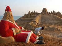 festivals,sand sculpture,santa claus Made Of Sand festivals,sand sculpture,santa claus Made Of Sand