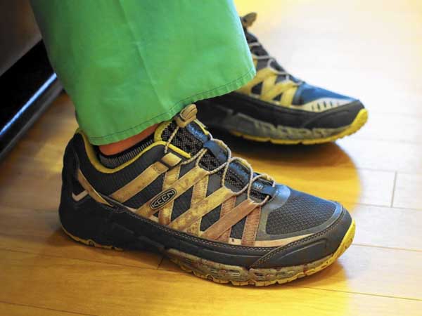 human blood in shoes