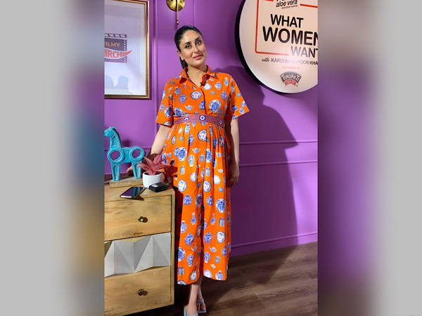 Kareena Kapoor Khan In Orange Shirt Dress And Grey Belted ...
