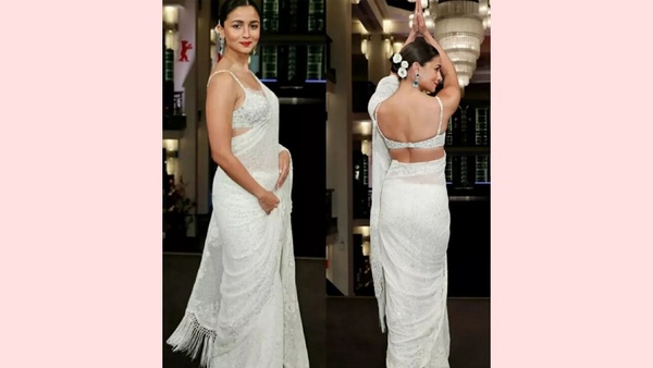Alia Bhatt at Berlinale 2022 in white ivory saree Alia Bhatt at Berlinale 2022 in white ivory saree
